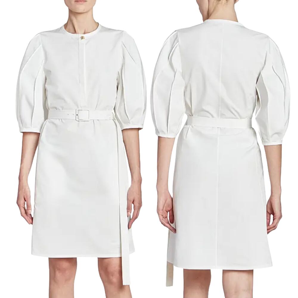 Chloe Dress Organic Cotton Belted Puff Sleeve Parisian Vacation Preppy Bridal 8
